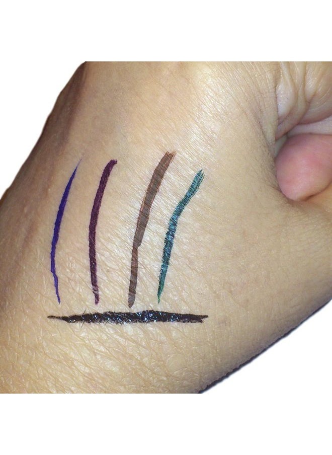 Liquid Eyeliner Waterproof Set of 5 Intense Satin Colors. Black, Brown, Blue, Green & Purple, Stay All Day, Smudge Free, Quick Dry, Smooth Application, Valentine's Gift for Her