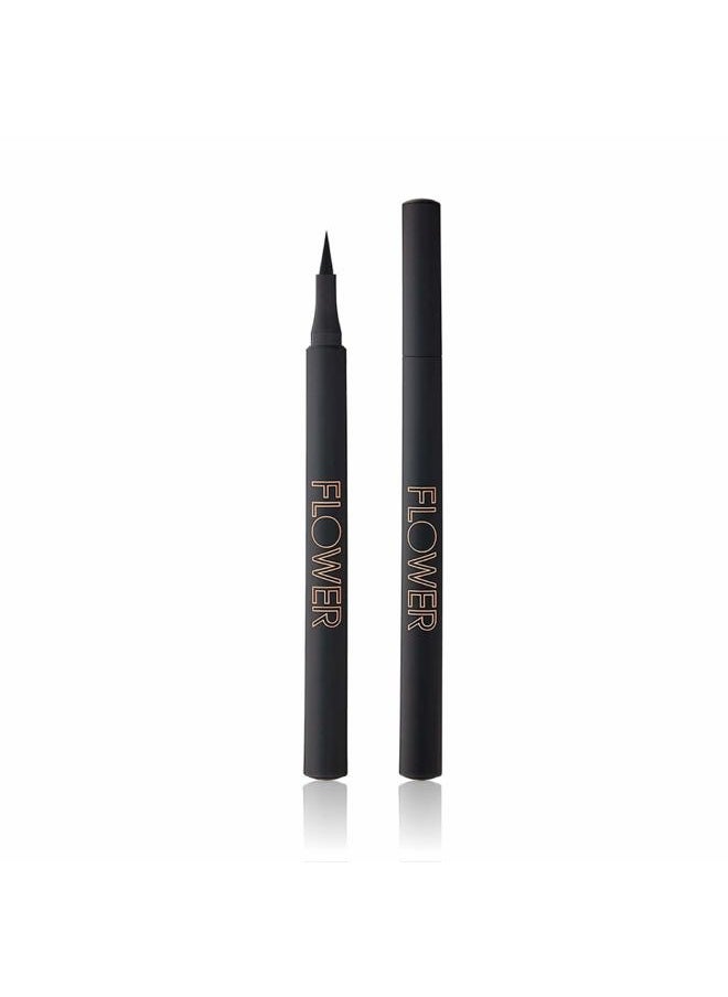 By Drew Barrymore Forever Wear Winged Eyeliner - Long-Lasting + Smudge-Proof - Liquid Eyeliner + Winged Applicator (All-Nighter)