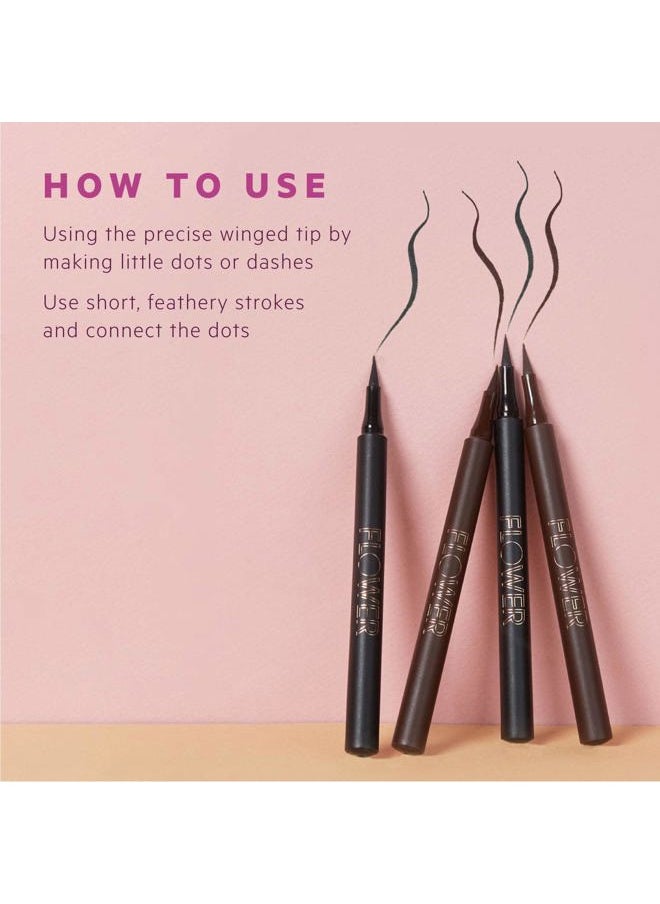 By Drew Barrymore Forever Wear Winged Eyeliner - Long-Lasting + Smudge-Proof - Liquid Eyeliner + Winged Applicator (All-Nighter)