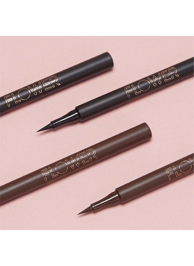 By Drew Barrymore Forever Wear Winged Eyeliner - Long-Lasting + Smudge-Proof - Liquid Eyeliner + Winged Applicator (All-Nighter)