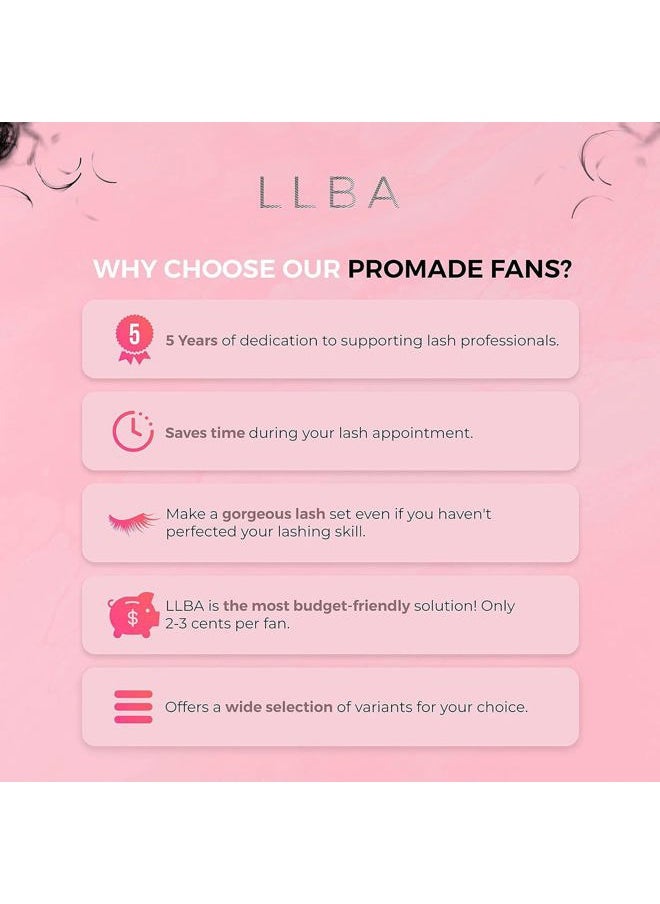 Promade Mix 750 Fans | Handmade Volume Eyelashes | Multi Selections From 5D To 12D | C CC D Curl | Thickness 0.03~0.1 mm | 9-18mm Length | Long Lasting | Easy Application 10D-0.03 C 11-12-13mm