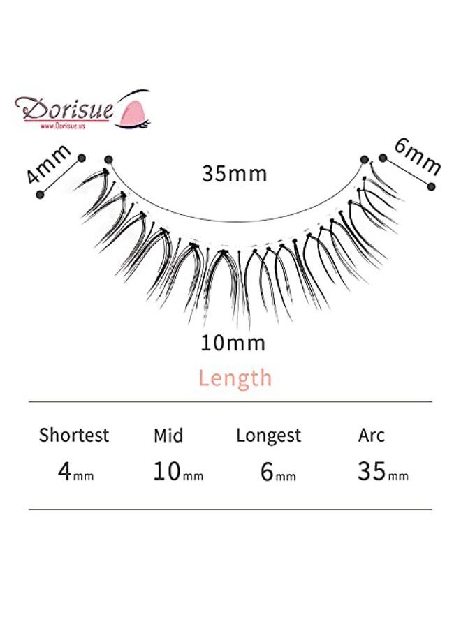 Natural Volume False Eyelashes - Ultra Light Clear Band Lashes for Office Daily Wear, 4-10mm, 4 Pairs (E3)