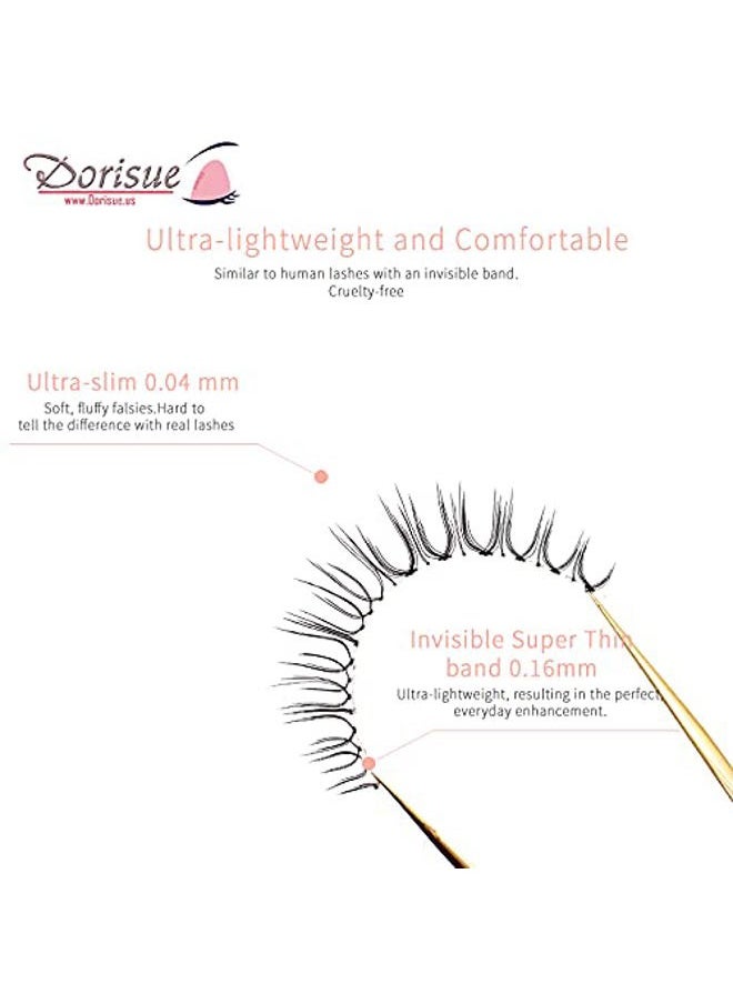 Natural Volume False Eyelashes - Ultra Light Clear Band Lashes for Office Daily Wear, 4-10mm, 4 Pairs (E3)