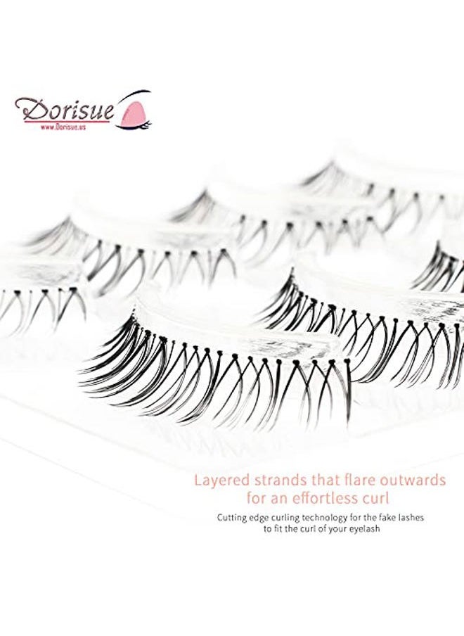 Natural Volume False Eyelashes - Ultra Light Clear Band Lashes for Office Daily Wear, 4-10mm, 4 Pairs (E3)