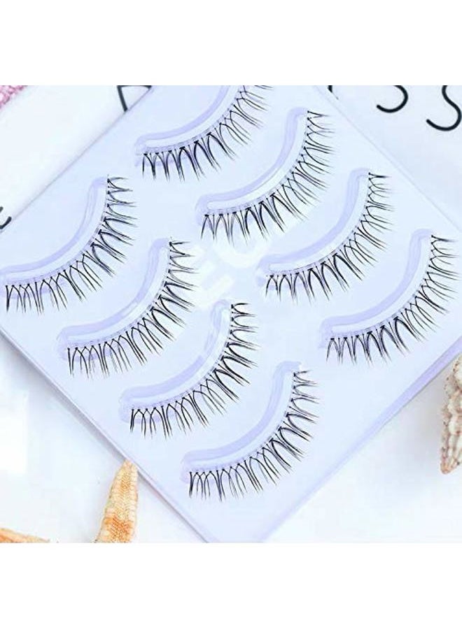 Natural Volume False Eyelashes - Ultra Light Clear Band Lashes for Office Daily Wear, 4-10mm, 4 Pairs (E3)