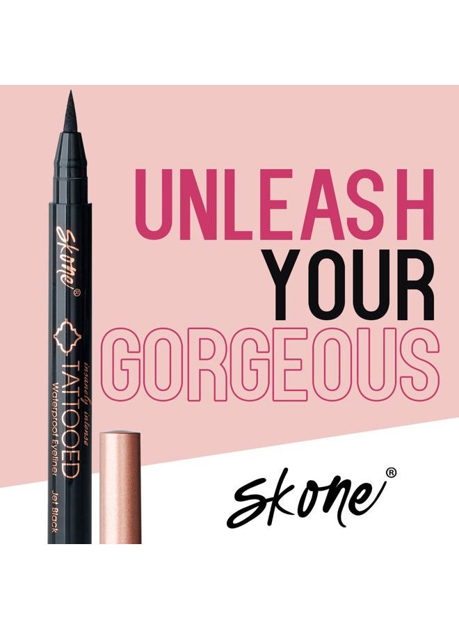 Waterproof Liquid Eyeliner - Long Lasting & Smudge Proof - Insanely Intense Tattooed Eyeliner Pen with Felt Tip Applicator - Jet Black (0.07oz)