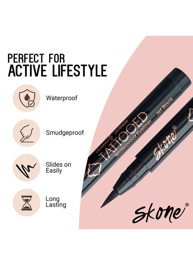 Waterproof Liquid Eyeliner - Long Lasting & Smudge Proof - Insanely Intense Tattooed Eyeliner Pen with Felt Tip Applicator - Jet Black (0.07oz)