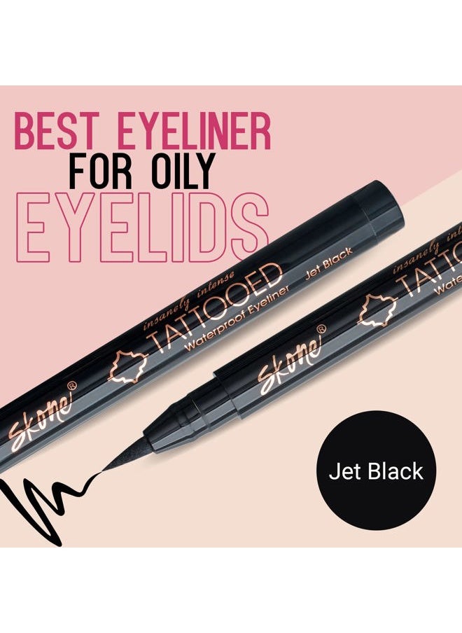 Waterproof Liquid Eyeliner - Long Lasting & Smudge Proof - Insanely Intense Tattooed Eyeliner Pen with Felt Tip Applicator - Jet Black (0.07oz)