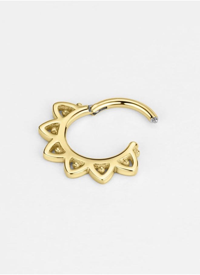 Gold Lotus Septum Jewelry 16g Seamless Rings for Women - Surgical Steel Daith Earring Hoop 8mm Piercing Jewelry 16 Gauge