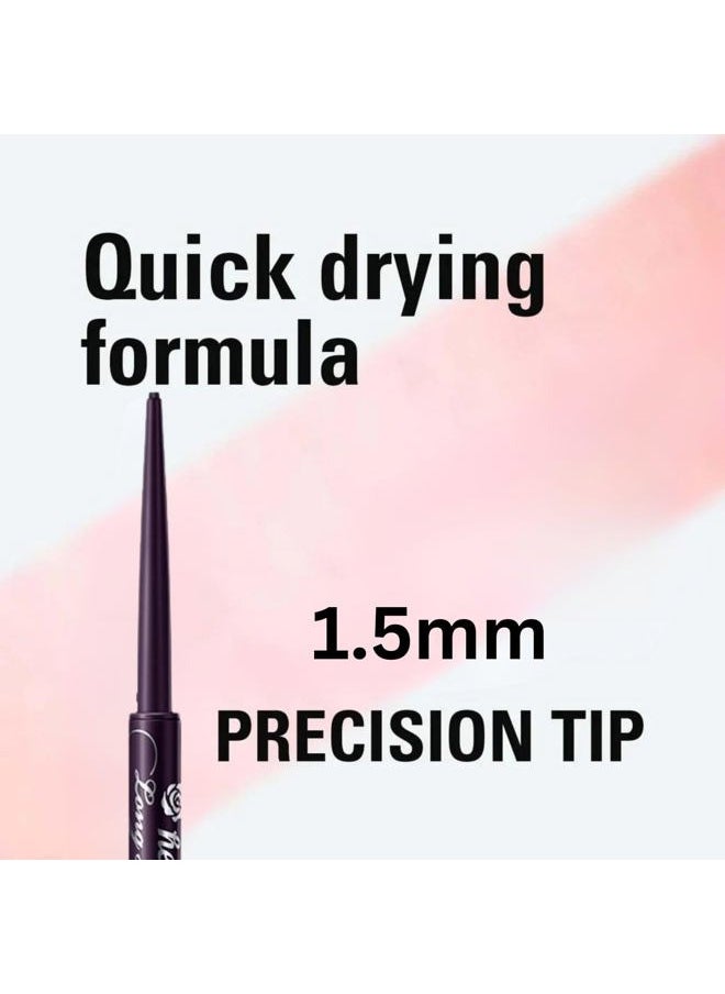 HEROINE MAKE by KISSME Long Stay Sharp Gel Eyeliner, Waterproof & Smudge-Proof, Precise Gel Liner for All-Day Wear, Ultra-Smooth Application, Long-Lasting Eyeliner Pencil,01 Jet Black, 0.004 fl Oz