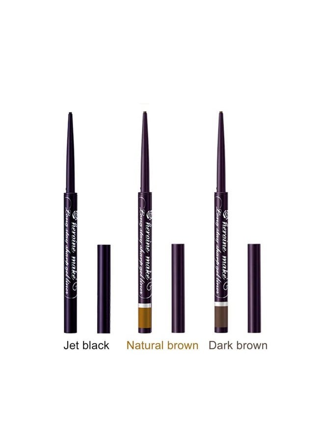 HEROINE MAKE by KISSME Long Stay Sharp Gel Eyeliner, Waterproof & Smudge-Proof, Precise Gel Liner for All-Day Wear, Ultra-Smooth Application, Long-Lasting Eyeliner Pencil,01 Jet Black, 0.004 fl Oz