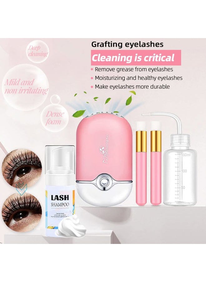 Lash Extension Kit Professional Eyelash Extensions Practice Set with Mannequin Head Removable Eyelids USB Lash Fan Individual False Eyelash Shampoo Brush Glue Practical Tools for Beginners