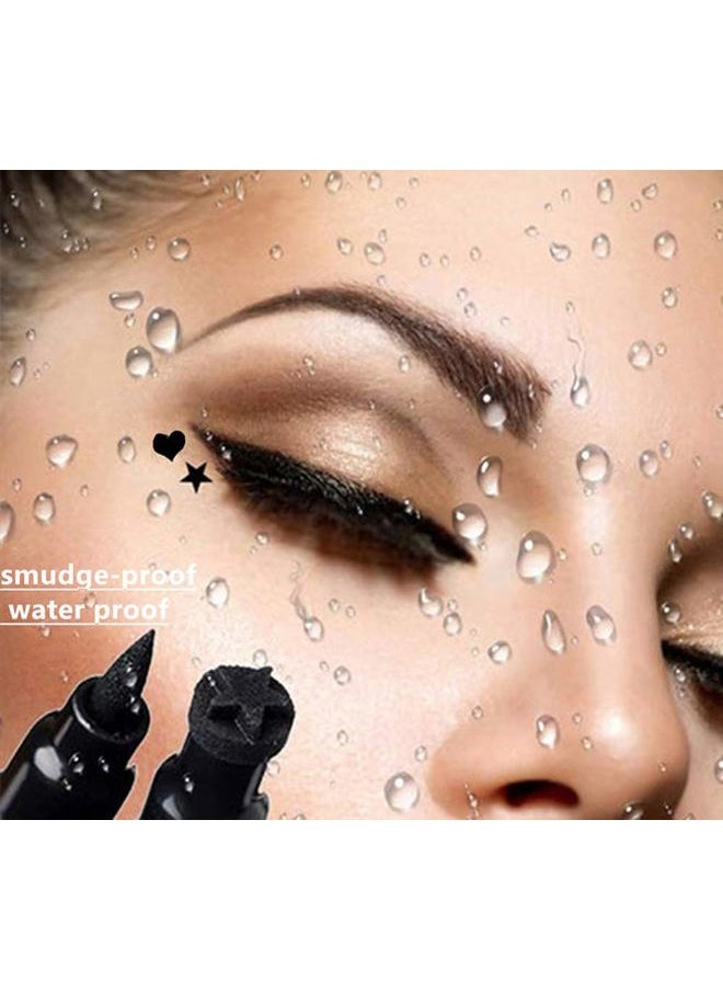 Black Liquid Eyeliner Stamp,Star Stamp Eyeliner Makeup,Double-Side Waterproof Eyeliner Pen,Long-lasting Smudge-proof Tattoo Tools,Black Eye Liner Makeup,1 PC