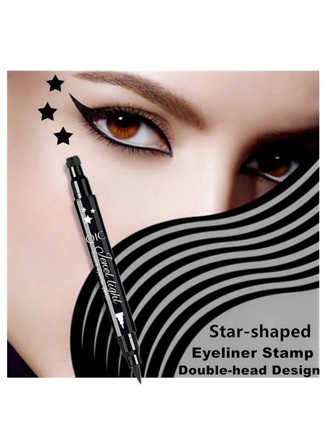 Black Liquid Eyeliner Stamp,Star Stamp Eyeliner Makeup,Double-Side Waterproof Eyeliner Pen,Long-lasting Smudge-proof Tattoo Tools,Black Eye Liner Makeup,1 PC