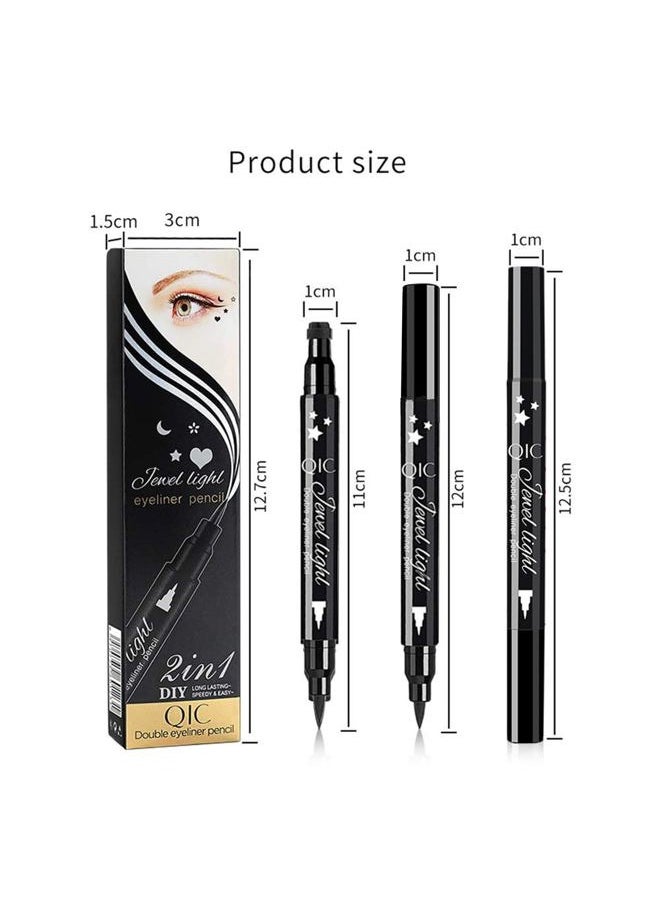 Black Liquid Eyeliner Stamp,Star Stamp Eyeliner Makeup,Double-Side Waterproof Eyeliner Pen,Long-lasting Smudge-proof Tattoo Tools,Black Eye Liner Makeup,1 PC