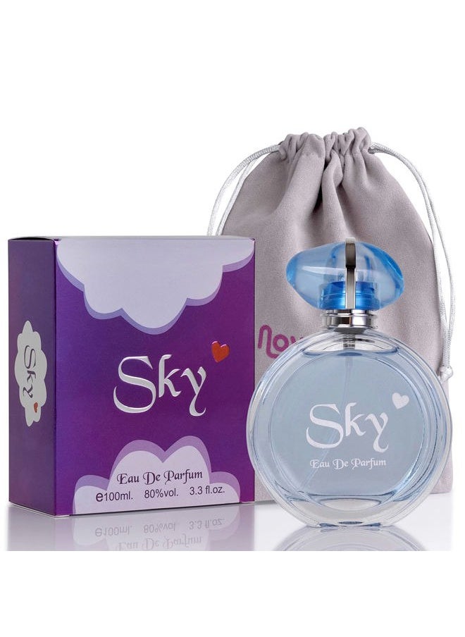 Sky for Women - 3.3 Fl Oz Eau De Parfum Spray - Long-Lasting Fruity Floral & Woody Scents Smell Sweet & Feminine All Day Includes Carrying Pouch Lovely Gift for Women on All Occasions