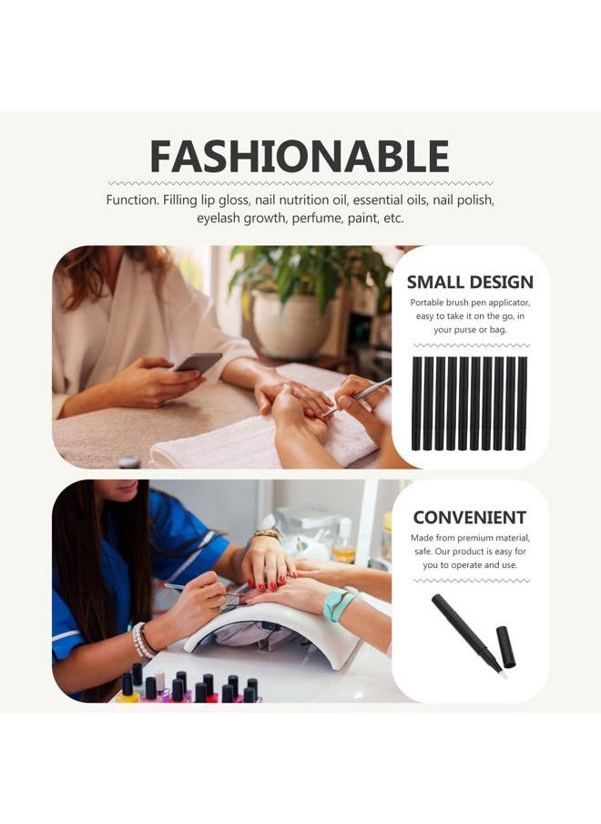 Empty Nail Oil Pen 10pcs 3ml Nail Oil Cosmetic Container Lip Gloss Brush Cuticle Oil Pen with Brush Tip for Lip Gloss Nail Polish (Black) Lip Balm Containers