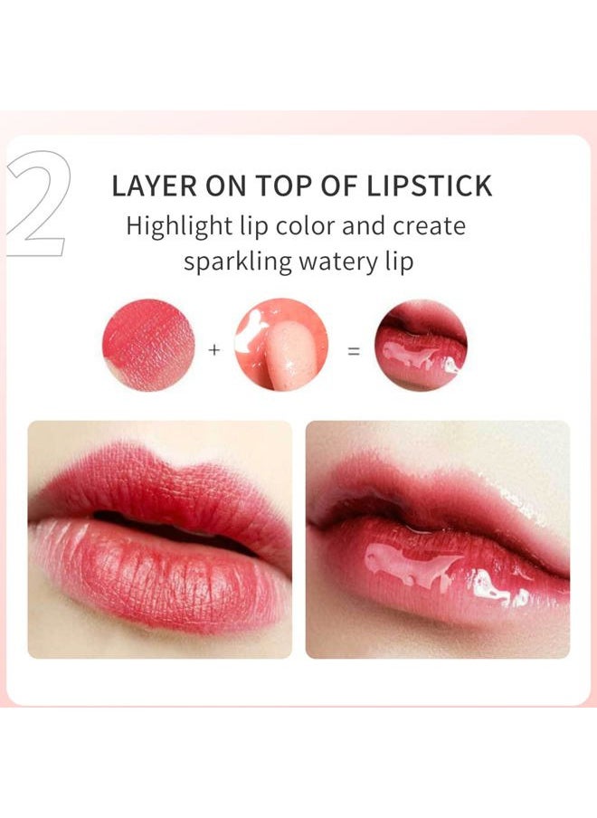 Hydrating Lip Glow Oil 10 Colors Moisturizing Lip Oil Gloss Non-sticky Transparent Lip Gloss Long Lasting Nourishing Tinted Lip Balm with Big Brush Head (IColors 01)