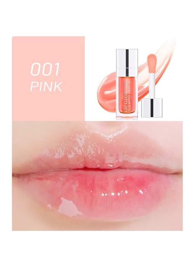 Hydrating Lip Glow Oil 10 Colors Moisturizing Lip Oil Gloss Non-sticky Transparent Lip Gloss Long Lasting Nourishing Tinted Lip Balm with Big Brush Head (IColors 01)