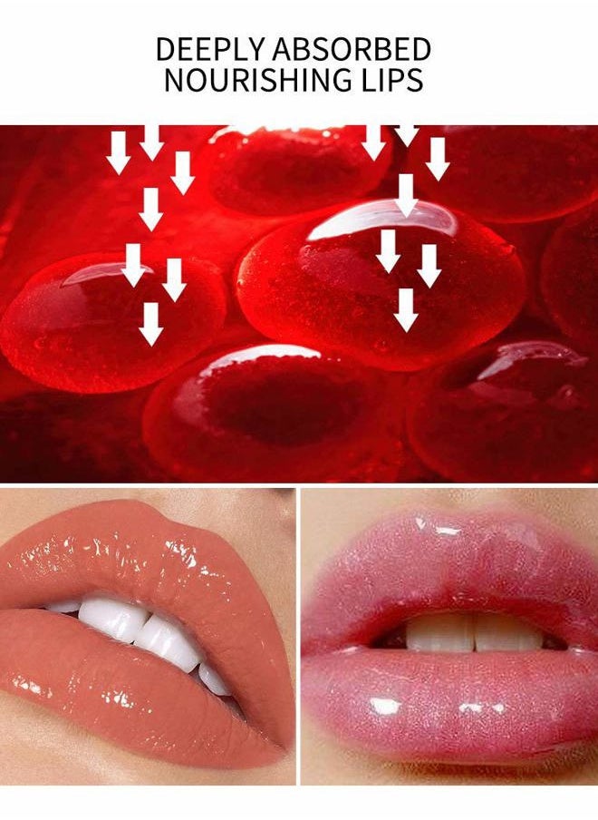 Glitter Glossy Plumping Lipgloss 9 Colors Moisturizing Lip Plumper Shiny Jelly Lip Gloss Natural Liquid Lipstick for Women and Girls (Glitter Glossy, 02#Peachy Pink)