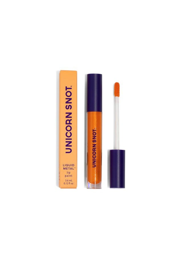Liquid Metal Lip Paint - Metallic Lip Gloss - Non-drying, Long-lasting Liquid Lipstick, Intense Pigment Color with Metallic Shimmer - Vegan, Cruelty-Free Makeup, Orange (Blaze)