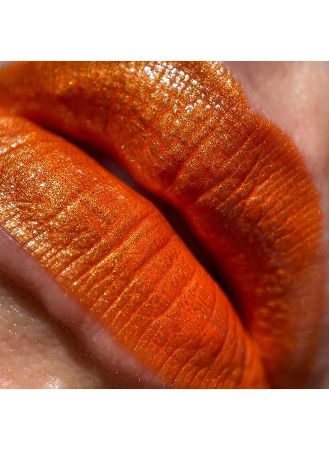 Liquid Metal Lip Paint - Metallic Lip Gloss - Non-drying, Long-lasting Liquid Lipstick, Intense Pigment Color with Metallic Shimmer - Vegan, Cruelty-Free Makeup, Orange (Blaze)