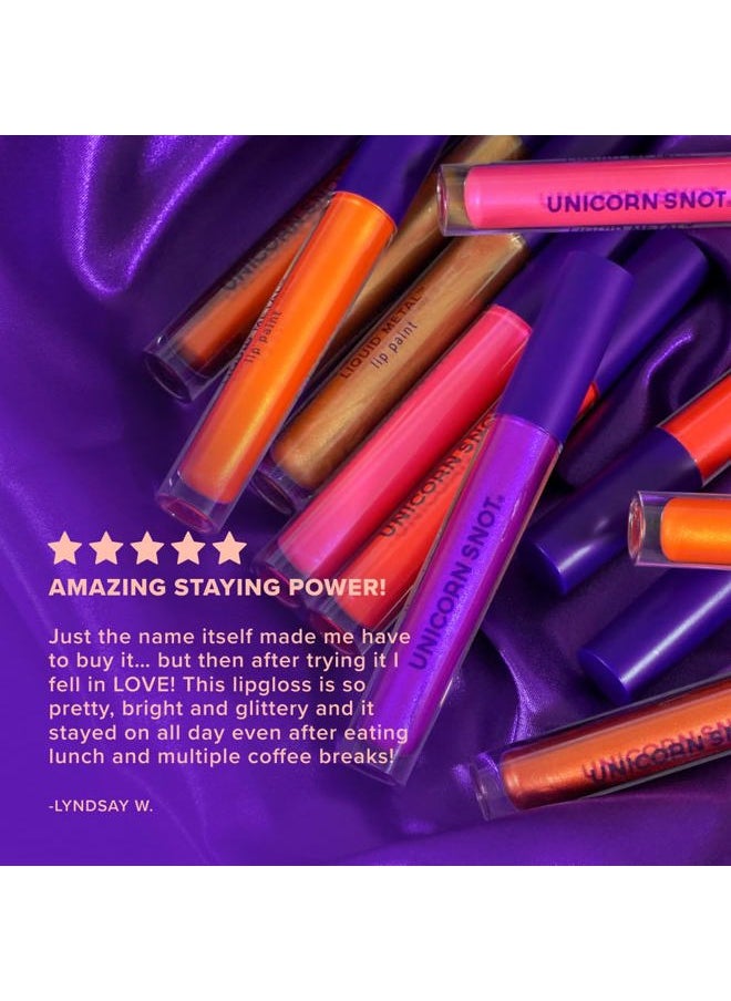 Liquid Metal Lip Paint - Metallic Lip Gloss - Non-drying, Long-lasting Liquid Lipstick, Intense Pigment Color with Metallic Shimmer - Vegan, Cruelty-Free Makeup, Orange (Blaze)