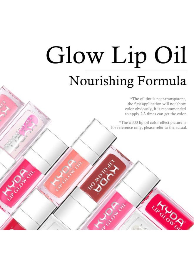 2 Colors Hydrating Lip Glow Oil, Moisturizing Lip Oil Gloss, Transparent Plumping Lip Gloss, Lip Oil Tinted for Lip Care and Dry Lips, 007+012