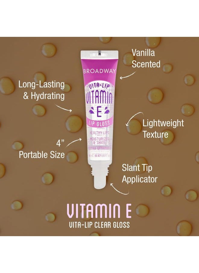 6 pcs Broadway Vita-Lip Gloss High Shine Long Lasting 2 Honey + 2 SHEA BUTTER + 2 Vitamin E Oil by RubyKisses Cosmetics