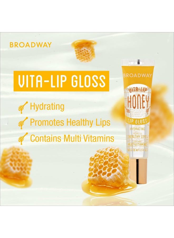 6 pcs Broadway Vita-Lip Gloss High Shine Long Lasting 2 Honey + 2 SHEA BUTTER + 2 Vitamin E Oil by RubyKisses Cosmetics