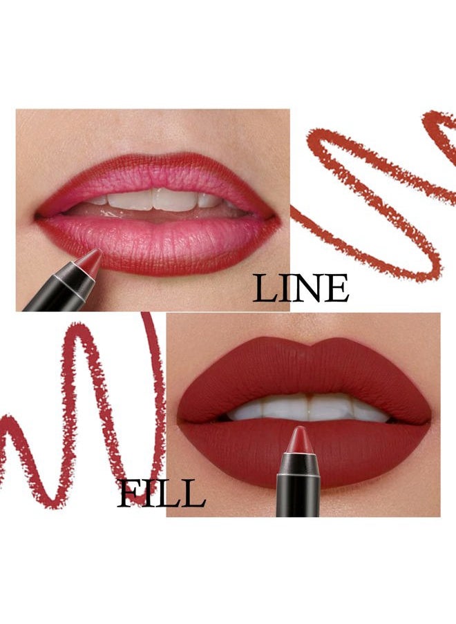 Matte Lip Crayon Lipstik Pencil Velvety Creamy Matte Lip Liner Full Coverage High Pigment Waterproof Long Lasting Lipstick for Women, Matte Lip Color with Smooth