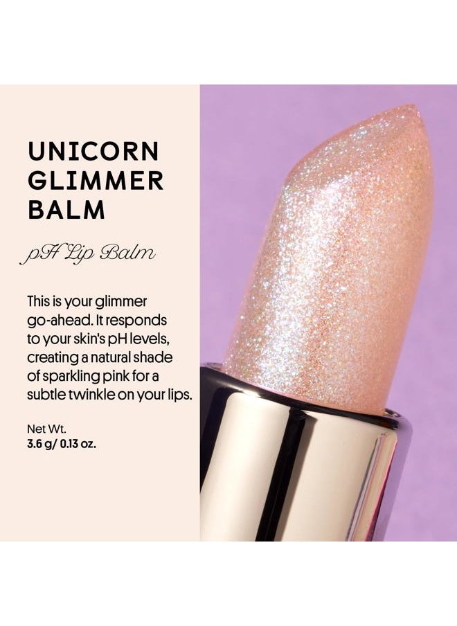 Glimmer Balm, pH Lip Balm, Color Changing Lipstick and Tinted Lip Balm, Vegan & Cruelty Free Lip Balm, Hydrate & Plump, Pink Shimmer Lipstick, Unicorn
