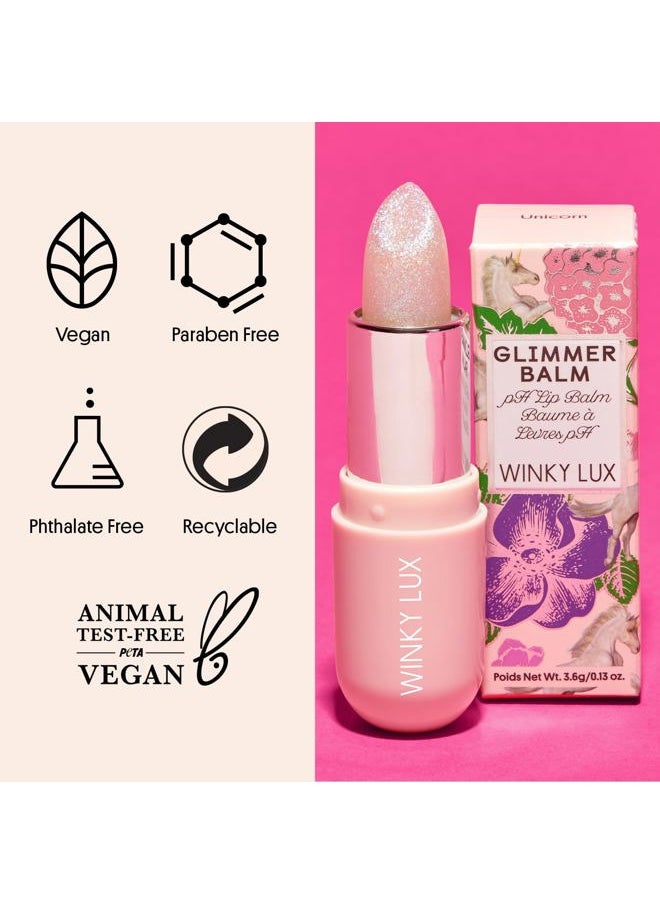 Glimmer Balm, pH Lip Balm, Color Changing Lipstick and Tinted Lip Balm, Vegan & Cruelty Free Lip Balm, Hydrate & Plump, Pink Shimmer Lipstick, Unicorn