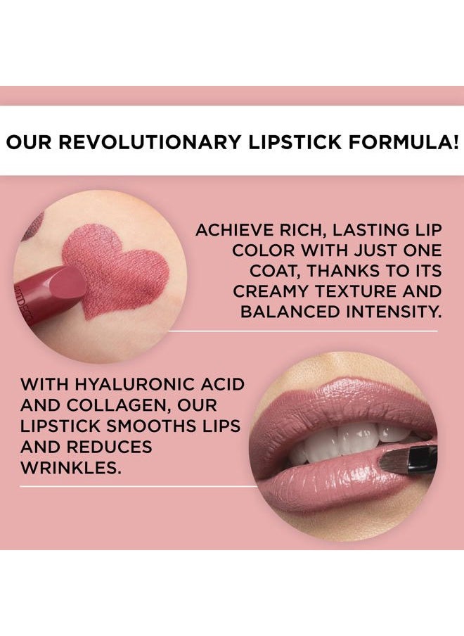Perfect Color Lipstick - Royal Rose - Glide-On Lipstick with Rich Color & Plumping Effect - Creamy, Pearly Finish - Hyaluronic Acid - Long Lasting - Lip Plumper - Lip Care - Makeup - 0.14 Oz