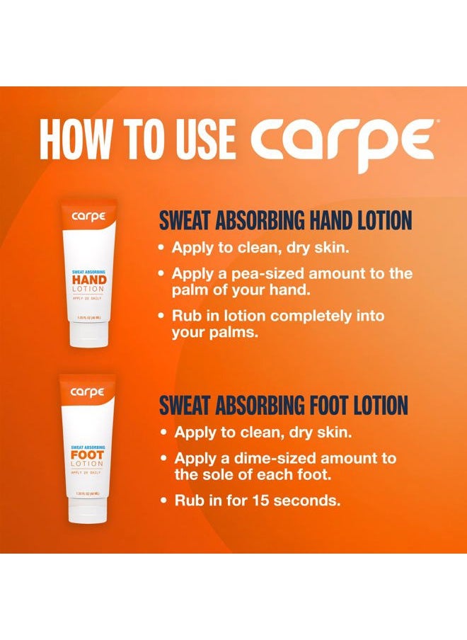 Antiperspirant Hand and Foot Lotion Bundle (3 Hand and 3 Foot Tubes), Stop Sweaty Hands and Sweaty, Smelly Feet, Dermatologist-Recommended