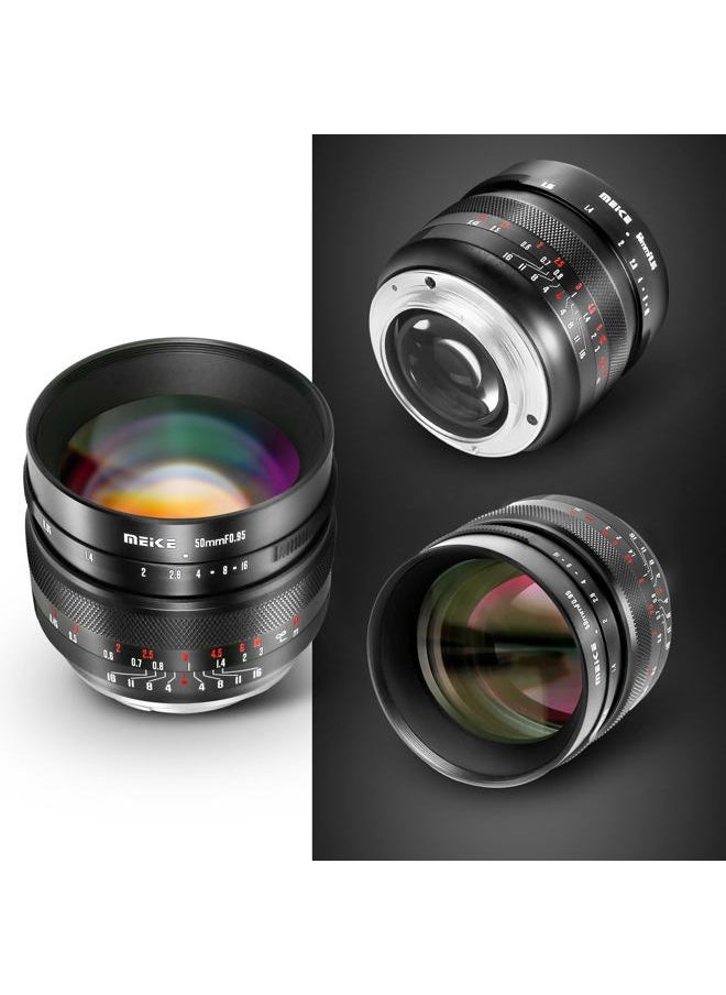 50mm f0.95 Standard Aperture Manual Focus Fixed Lens APS-C Compatible with Sony E-Mount Mirrorless Cameras ZV-E10 ZVE10 II NEX 5R NEX 6 7 A6600 A6400 A5000 A5100 A6000 A6100 A6300 A6500 A3000