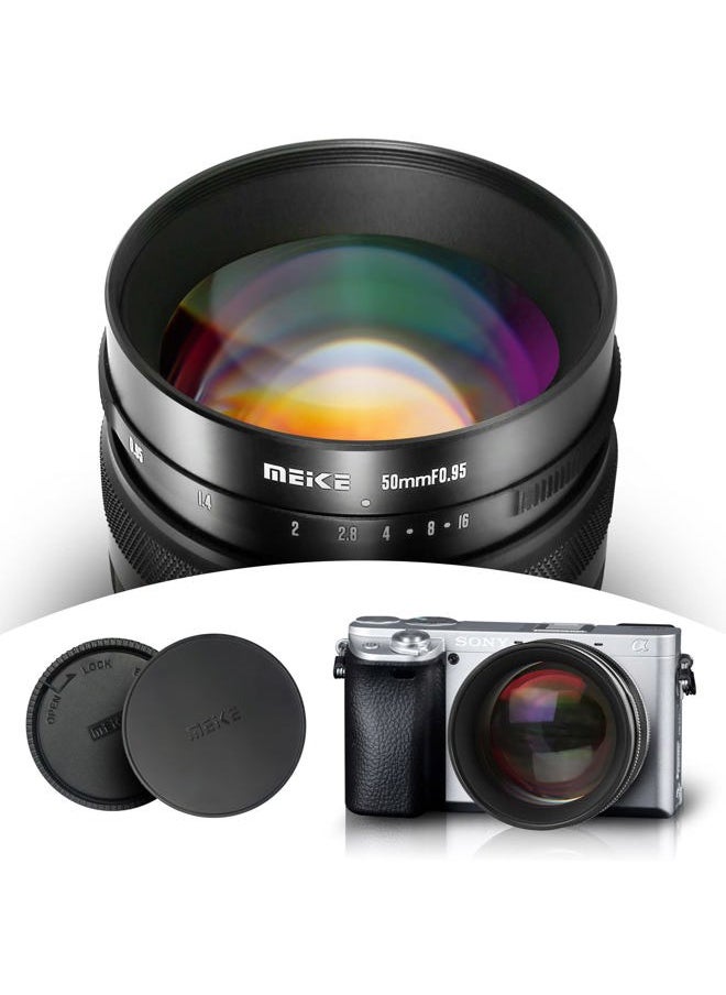 50mm f0.95 Standard Aperture Manual Focus Fixed Lens APS-C Compatible with Sony E-Mount Mirrorless Cameras ZV-E10 ZVE10 II NEX 5R NEX 6 7 A6600 A6400 A5000 A5100 A6000 A6100 A6300 A6500 A3000
