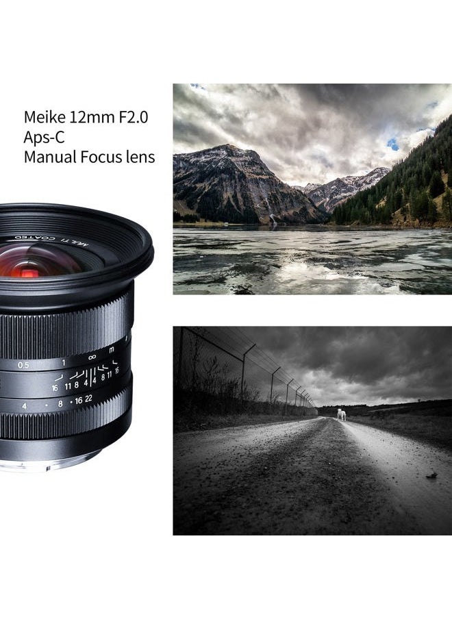 12mm f2.0 Ultra Wide Angle Manual Focus Lens Compatible with Sony E Mount APS-C Mirrorless Cameras A6400 A5000 A5100 A6000 A6100 A6300 A6500 A6600