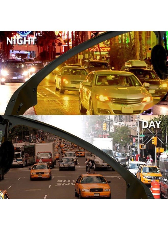Set of 2 HD Day and Night Driving Glasses for Men and Women - Polarized Sport Sunglass and Yellow Night Vision Glass With Car Clip Holder (1 Yellow Lens + 1 Black Lens)