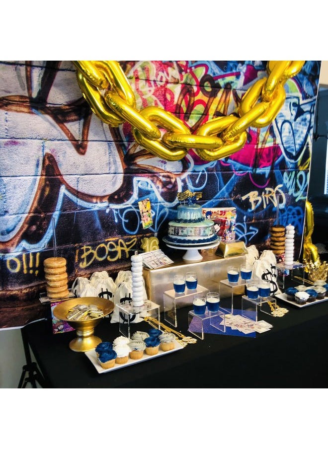 7x5ft Graffiti Backdrop 80's Hip Hop Backdrops for Photography Hand Drawing Mural Painting on Brick Wall Vinyl Photo Background Boys Adults Party Room Wallpaper Studio Props