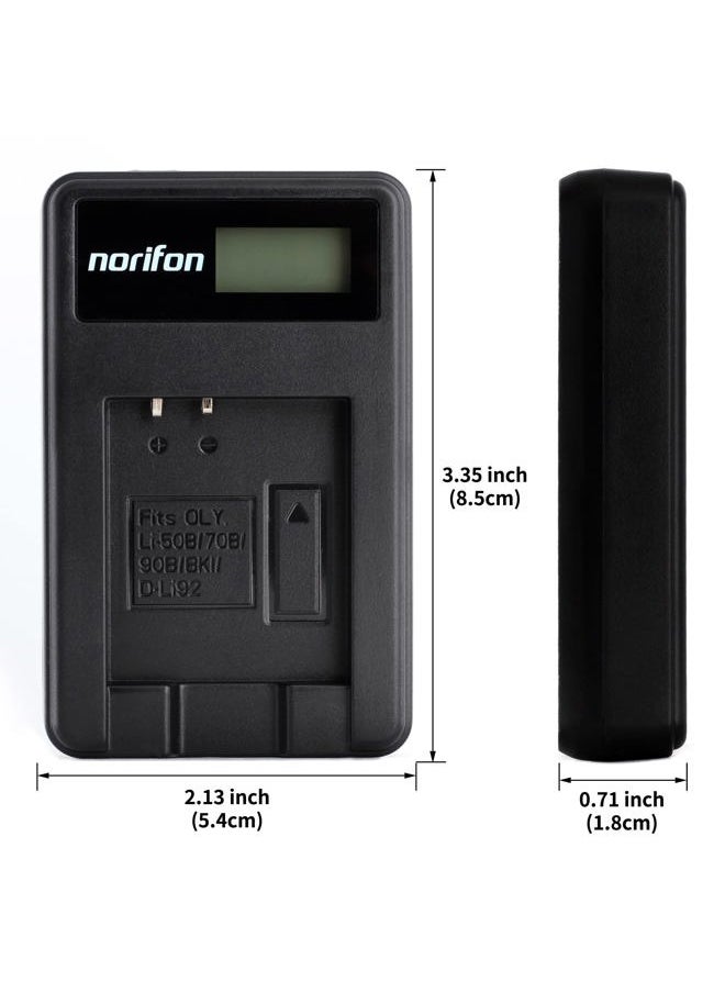 LI-70B Dual Channel LCD USB Charger for Olympus D-700, D-705, D-710, D-715, D-745, FE-4020, FE-4040, FE-5040, VG-110, VG-120, VG-130, VG-140, VG-145, VG-150, VG-160, X-940 Camera and More