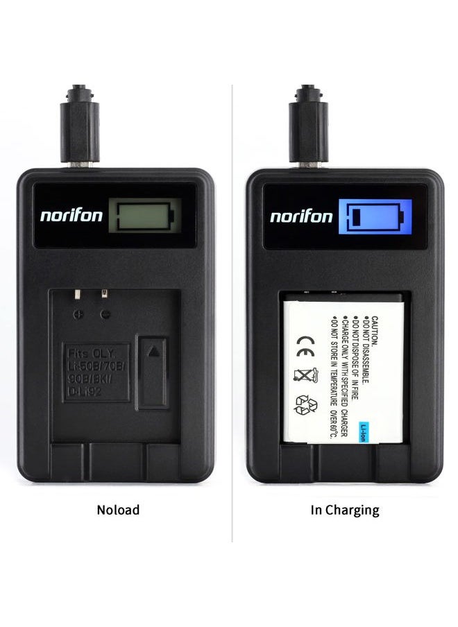 LI-70B Dual Channel LCD USB Charger for Olympus D-700, D-705, D-710, D-715, D-745, FE-4020, FE-4040, FE-5040, VG-110, VG-120, VG-130, VG-140, VG-145, VG-150, VG-160, X-940 Camera and More