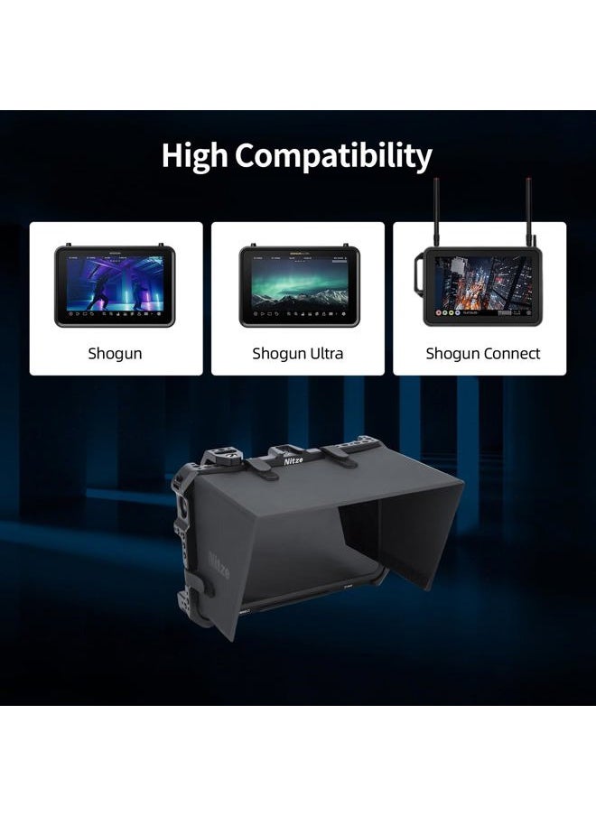 Cage for Atomos Shogun/Shogun Ultra/Shogun Connect Monitor with Mounting Plate and Sunhood - JT-A03C