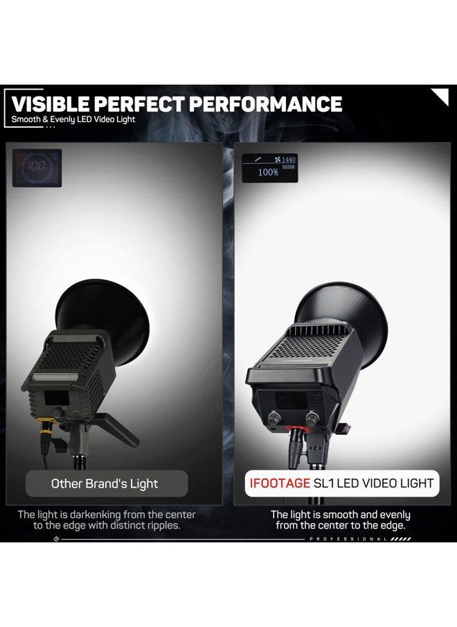 IFootage LED Video Light Continuous Lighting - 130W Daylight Continuous Video Light with CRI 98, TLCI 99, Portable, Lightweight & High Color Accuracy for Photographers, Studios, SL1 130DNA