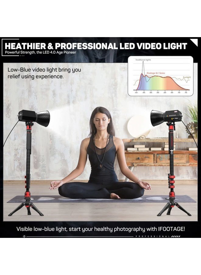 IFootage LED Video Light Continuous Lighting - 130W Daylight Continuous Video Light with CRI 98, TLCI 99, Portable, Lightweight & High Color Accuracy for Photographers, Studios, SL1 130DNA