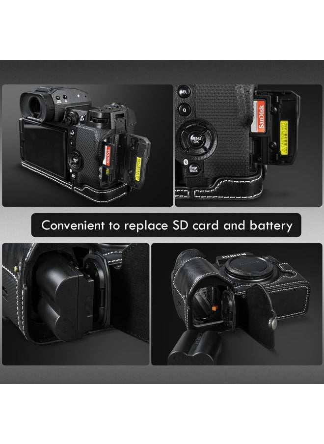 X-H2S/ X-H2 Case - Quality PU Leather Half Case for Fujifilm XH2S/ XH2 Digital Camera - Body Protective Grip Case for Fuji XH2s XH2 - Black