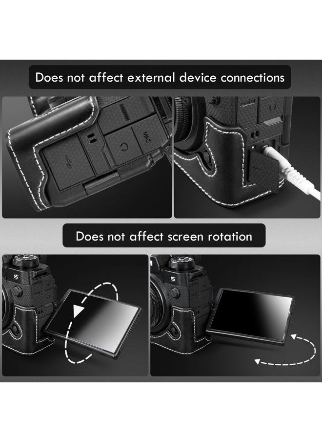X-H2S/ X-H2 Case - Quality PU Leather Half Case for Fujifilm XH2S/ XH2 Digital Camera - Body Protective Grip Case for Fuji XH2s XH2 - Black