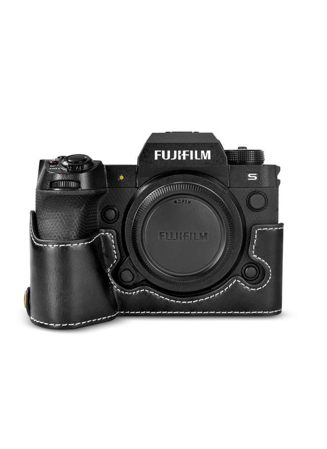 X-H2S/ X-H2 Case - Quality PU Leather Half Case for Fujifilm XH2S/ XH2 Digital Camera - Body Protective Grip Case for Fuji XH2s XH2 - Black