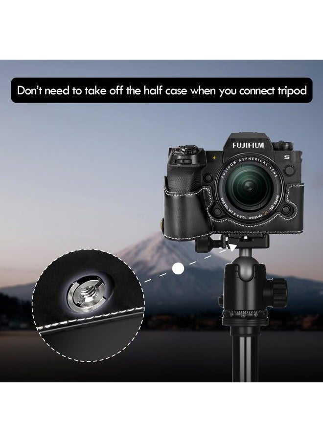 X-H2S/ X-H2 Case - Quality PU Leather Half Case for Fujifilm XH2S/ XH2 Digital Camera - Body Protective Grip Case for Fuji XH2s XH2 - Black