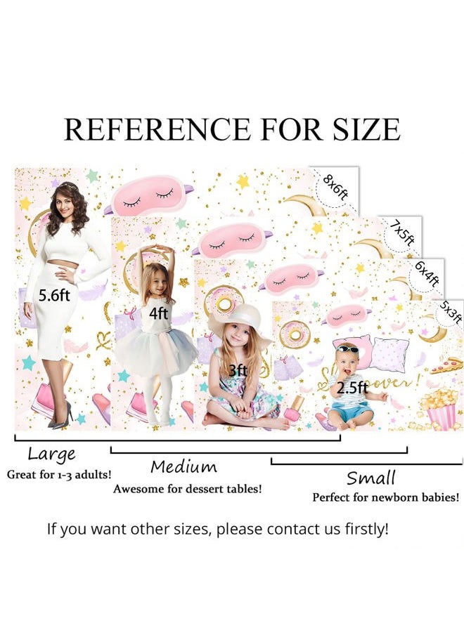 Slumber Party Backdrop for Girls Sleepover Party Decoration Pajama Pillow Fight Photography Background Spa Makeup Birthday Banner Supplies (White, 7x5ft(82x60 inch))